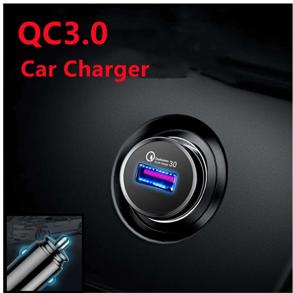 

QC 3.0 Mini USB 18W Car Charger Socket Quick Charge Fast Charging Power Outlet Adapter For iPhone Xiaomi Mobile Phone Motorcycle