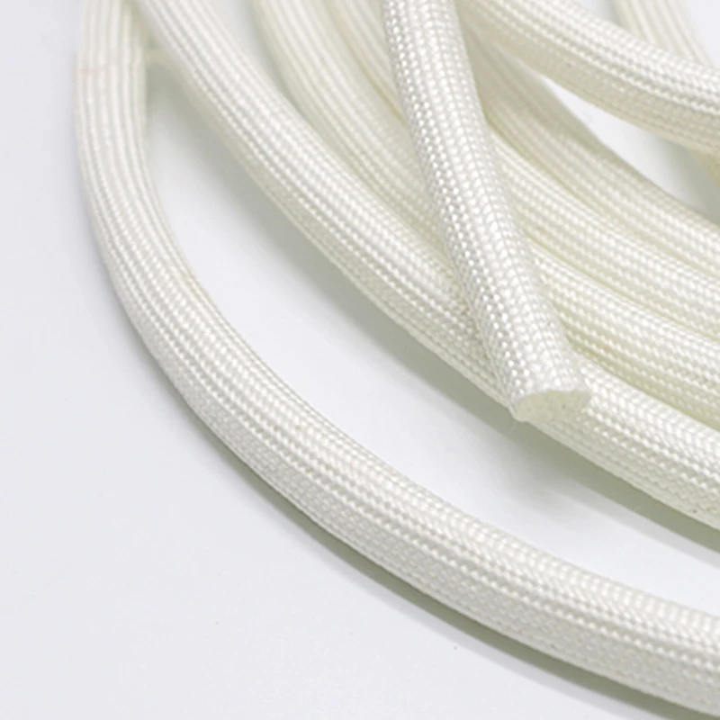 

White 600 Celsius Degree High Temperature Braided Soft Fiber Tubing Insulation Cable Sleeving Fiberglass Tube 1-50mm Diameter