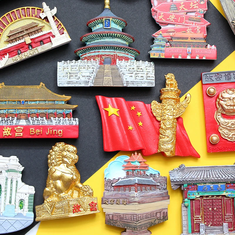 Imán de nevera de China de Pekín, recuerdo turístico, 3D, magnético, pasta de refrigerador, Palacio, museo, la Gran Muralla, templo de Tiananmen de