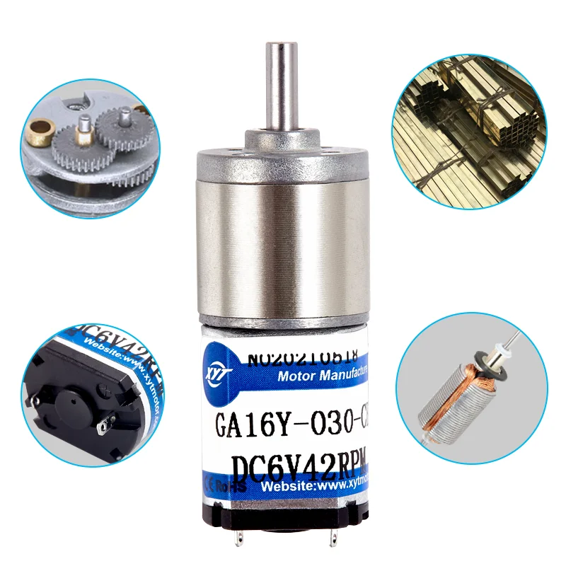 GA16Y030 DC Gear Motor Micro 6v12v Small Size Large Torque Motor Low Speed Motor 6V 12V DC Electric Motor 12-336rpm 3