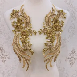 More colors Handmade Crystal Rhinestone Applique patches Sew on collars for wedding dress