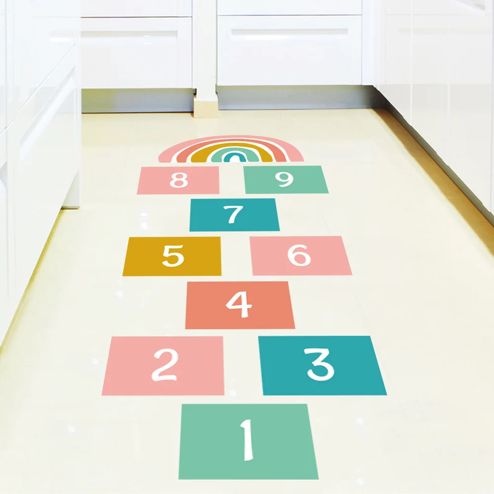 Calcomanías de Pared con Números de Dibujos Animados para Niños, Decoración de Habitación Infantil, Papel Tapiz, Decoración de Dormitorio de Bebé, Calcomanías para el Suelo del Hogar