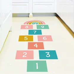 Cartoon Numbers Grid Children Game Wall Sticker For Kids Room Decoration Wallpaper Baby Bedroom Floor Home Decor Ground Decals