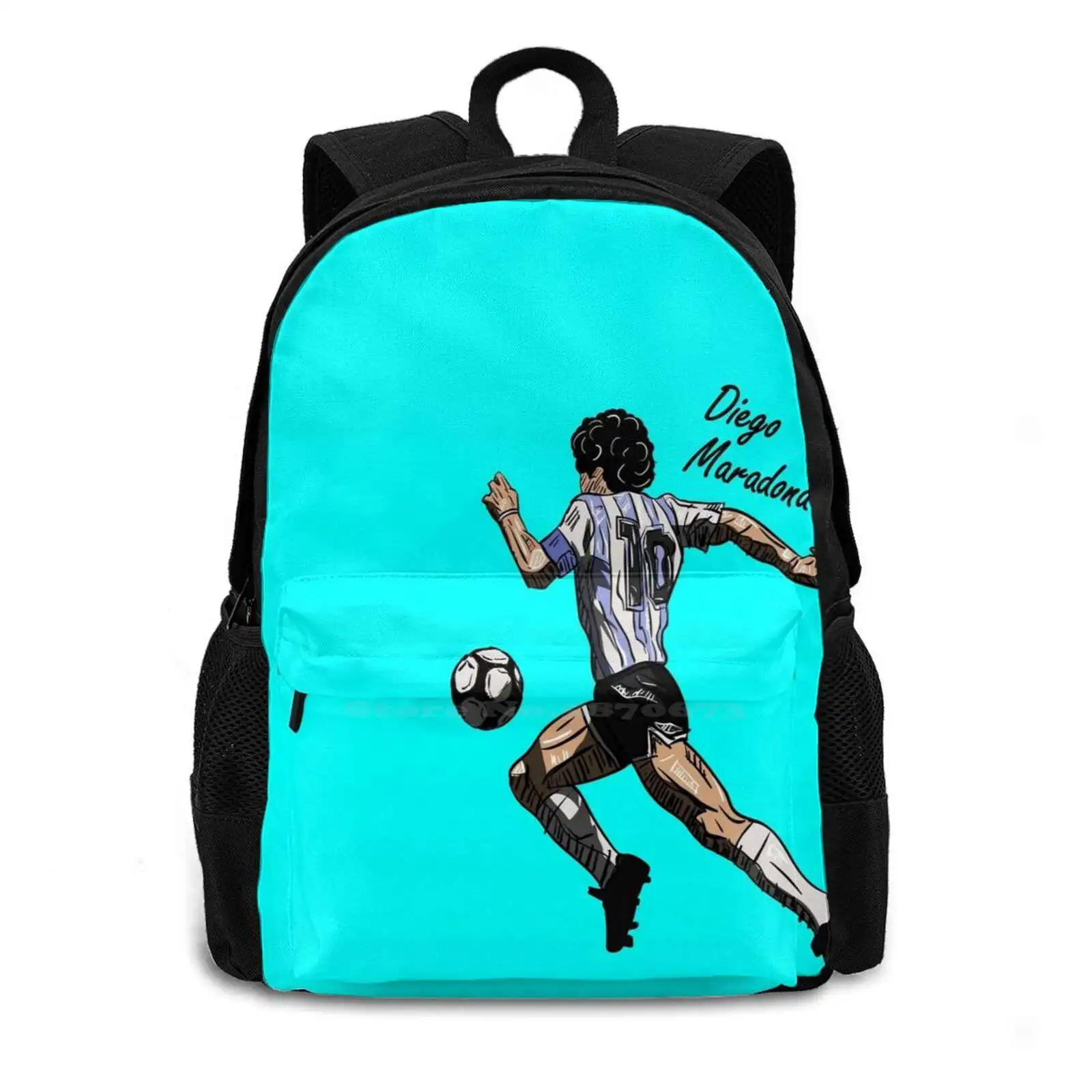 Restinpeace Diegomaradona Soccer Football Argentina Player Cartoon Naple Napoli School Bags Travel Laptop Backpack