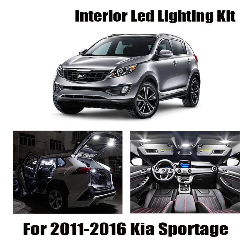 8x Canbus Error Free LED Interior Light Kit Package For 2011-2015 2016 Kia Sportage accessories Map Dome Trunk License Light