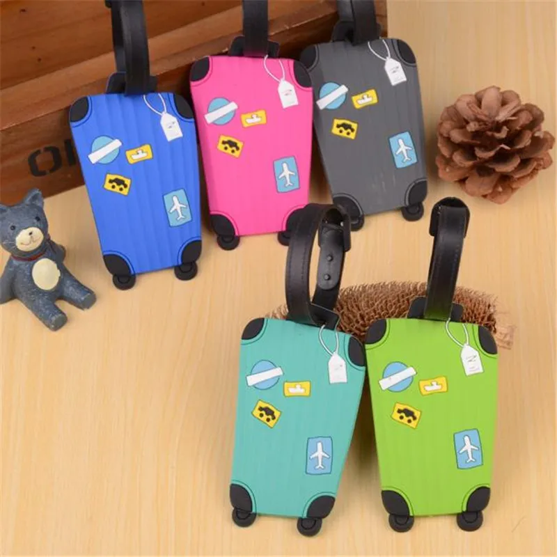 Hot 1pc New Suitcase Cartoon Luggage Tags design ID Tag Address Holder Identifier Label  travel Accessories