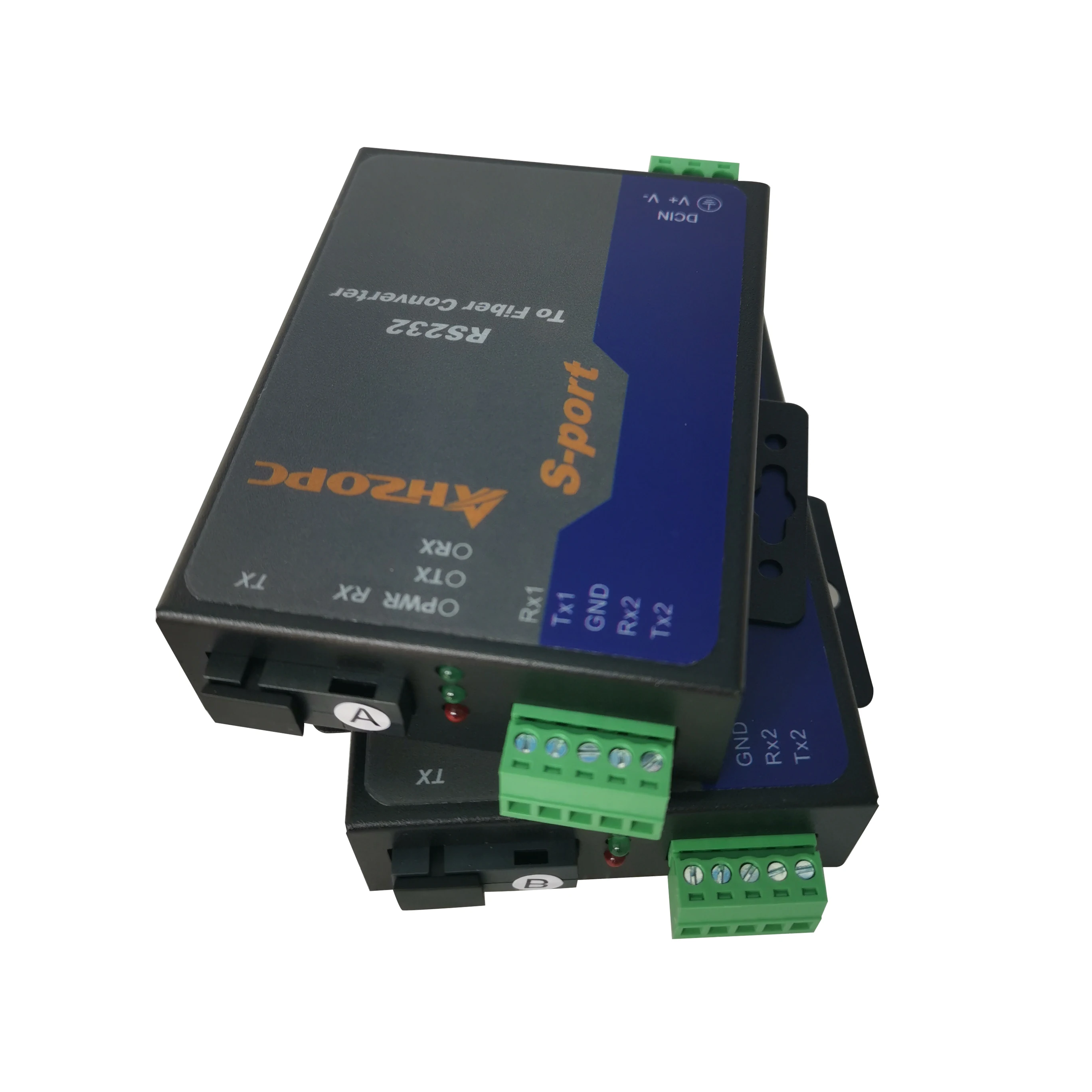 Conversor de fibra óptica rs232 de grau industrial, transceptor de fibra óptica com 2 canais e sc