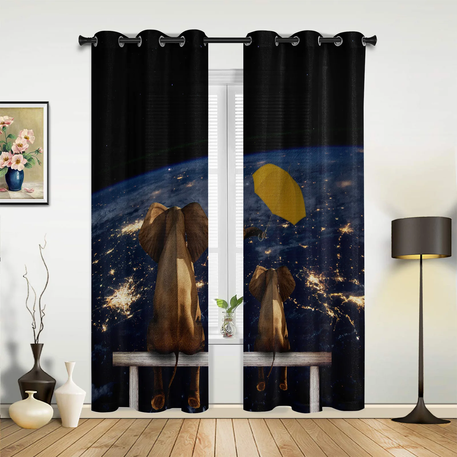 Elephant Earth Umbrella Large Curtains For Living Room Window Curtain Bedroom Kitchen Balcony Gazebo Curtain Room Divider