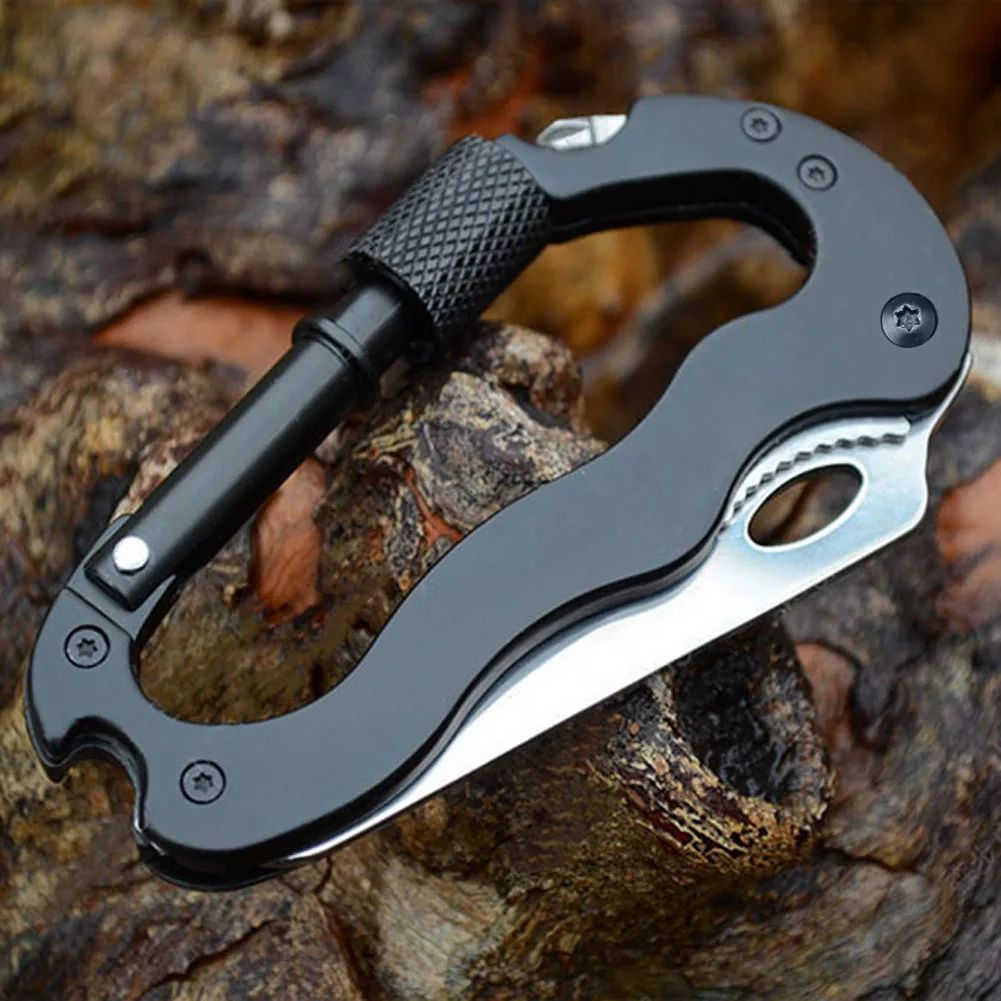 Outdoor Multifunctional Self Defense Tools Climbing Carabiner Security Hook Gear Buckle Safety defense personal Tactical Knife