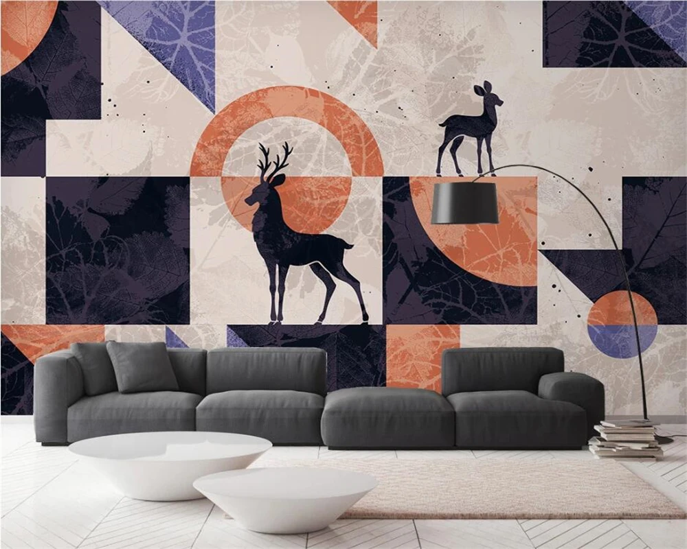 

beibehang Customized vintage interior decoration painting three-dimensional elk abstract background wallpaper papier peint