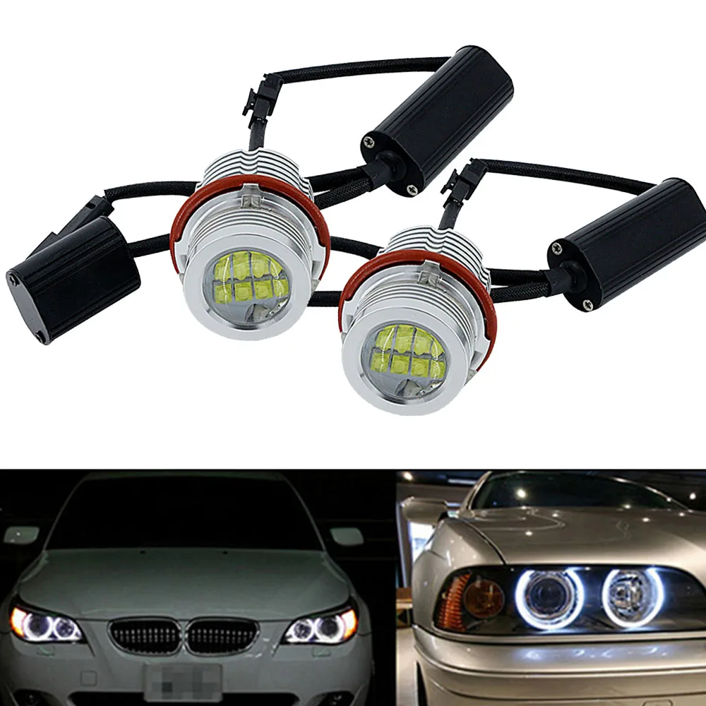 2pcs 160W Bright Lamp LED Angel Eyes Marker Lights Bulbs For BMW E87 E39 M5 E60 E61 E63 E64 M6 E65 E66 E83 X3 E53 X5 00-08