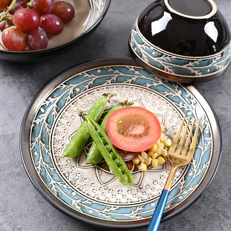 LingAo Nordic Style Ceramic Bowl and Plate Tableware Set