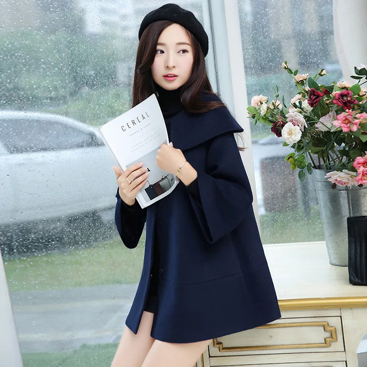 

Autumn Winter Warm Woolen Coat 2020 New Fashion Sweety Cloak Overcaot Female Outwear abrigos de mujer Hot Sale LX1902