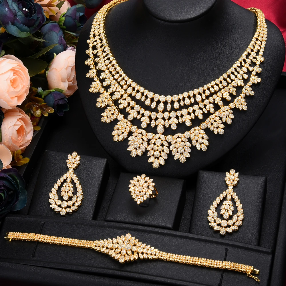 

Missvikki High Quality Luxury Gorgeous Necklace Earrings Jewelry Set Sparkly Women Bridal Wedding Engagement New Trendy 2022 New