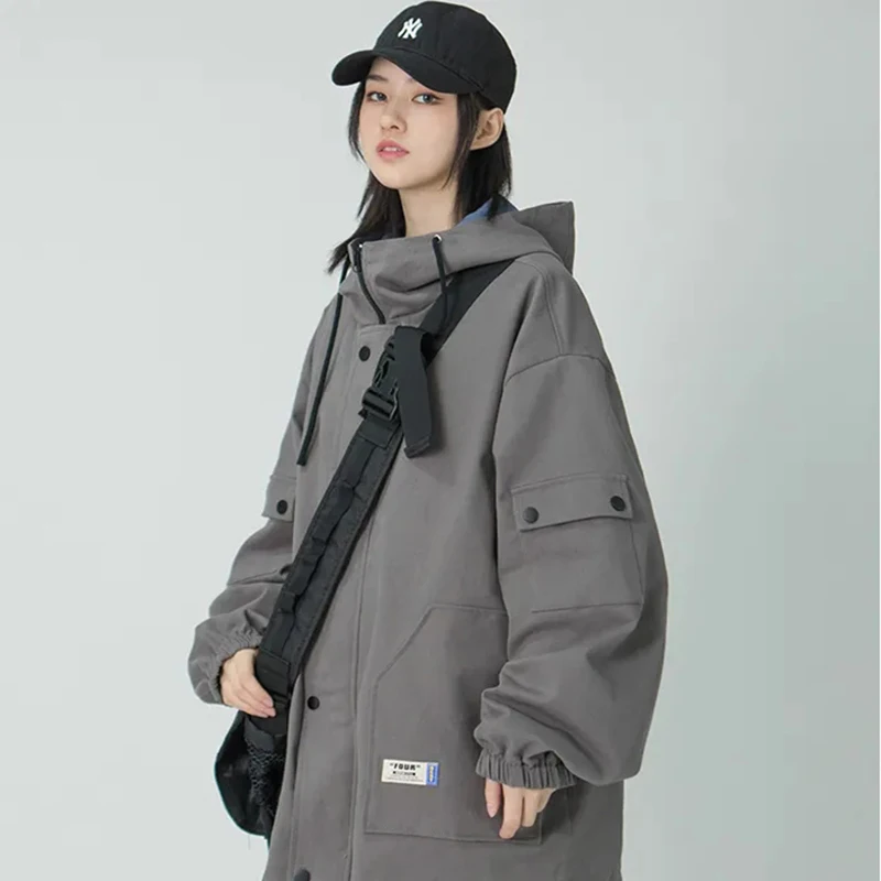 

Autumn Pop Coat Female Harajuku BF Windproof All-Match Hooded Jacket Streetwear Pop Bomber Jacket Women Oversized Jacket Coats