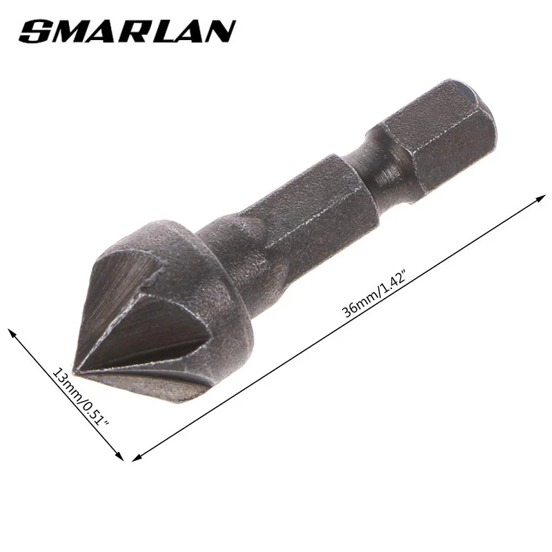 SMARLAN 90 ° Bor Pembenam Mata Bor 1/4 "Hex Shank Pertukangan Kayu Sudut Titik Bevel Pemotong Menghapus Alat Bur