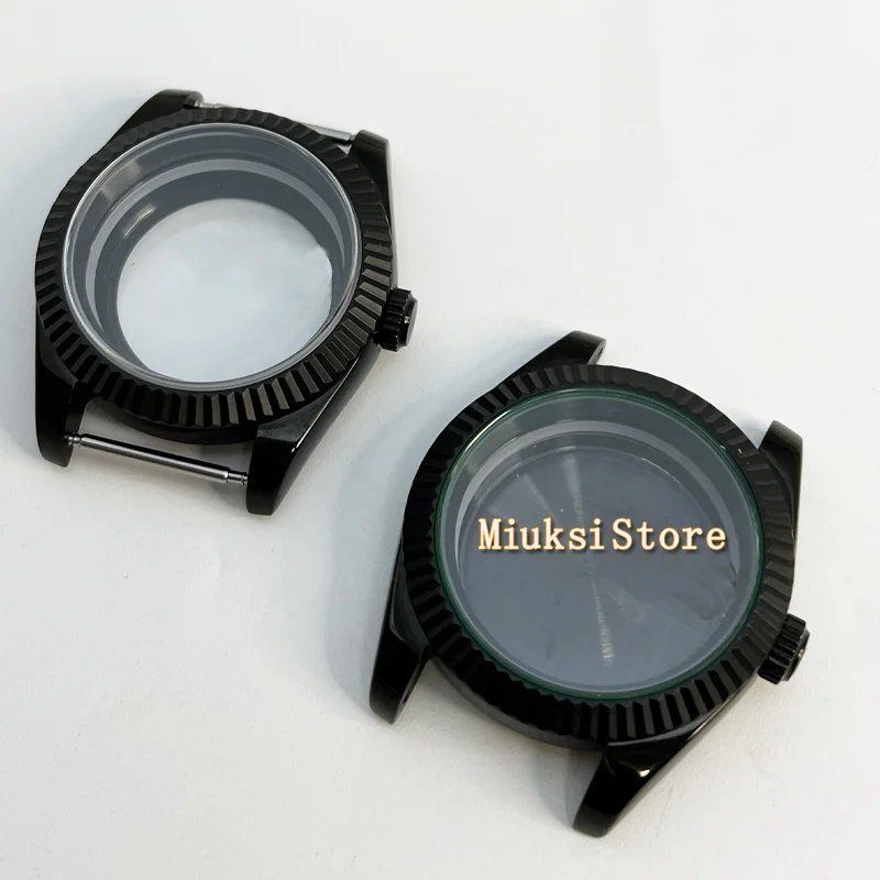 

36mm/40mm balck pvd case Fit NH35 NH36 ETA2824 PT5000 MIYOTA82 DG2813 ST1612 Sapphire Glass Fluted Bezel Solid/Glass Back