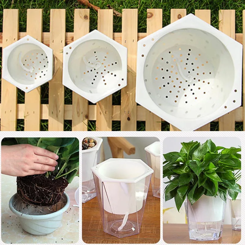 Flower Plant Pot Self Watering Planter Transparent Planting Flower Pot Water Storage Basin Stock Garden Supplies Home Decor FU