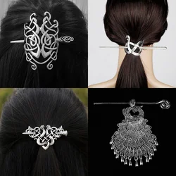 Horquilla vikinga de 27 estilos para mujer, nudos celticos, corona, palo de pelo de Metal Vintage, runas, dragones, Clip de pelo deslizante, accesorios de joyería para el cabello