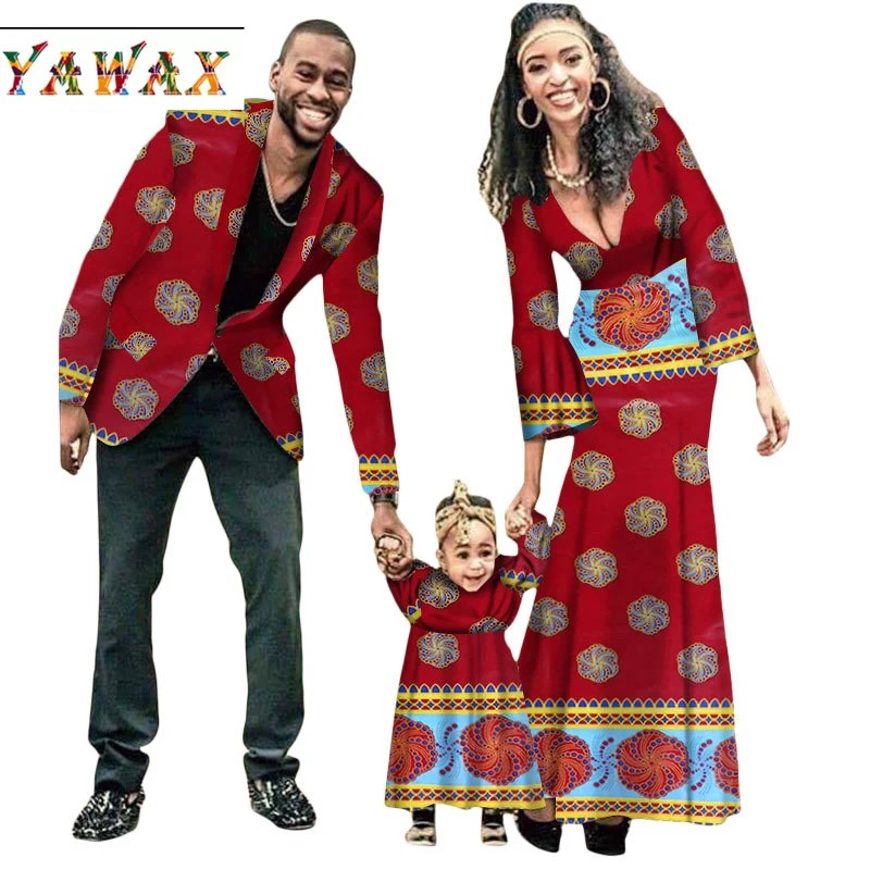 2021 New Autumn New Fashion Matching Clothes Brand Father Mother And Son Baby Africa Clothing Vintage Sets Family Full Sleeve