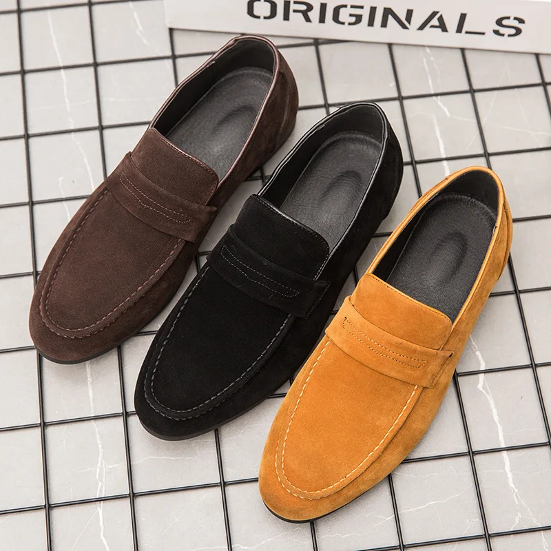 2024 Slip On Men Casual Shoes Comfortable Fashion Luxury Brand High Quality Suede Leather Slipper Loafers Summer Shoes