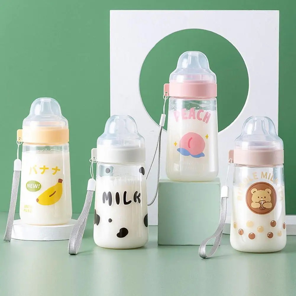 Cute Cartoon Plastic Water Bottle Pacifier Straw Cup Suitable for Adult Children Milk Glass Bottle Baby feeding Bottle