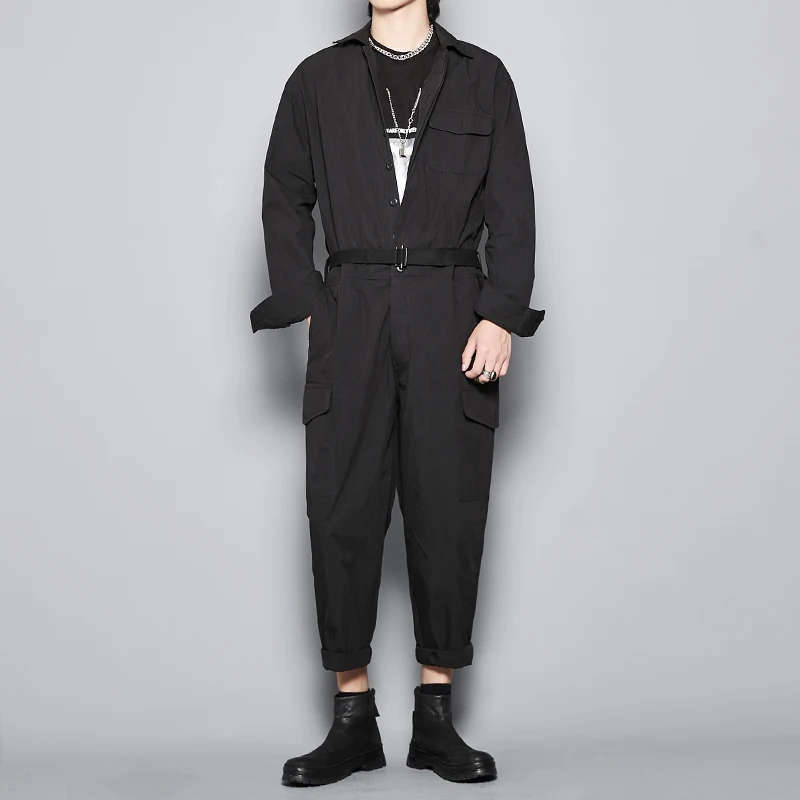 

Recommended, hidden autumn and winter new black long-sleeved overalls British fashion light industry lapel jumpsuit