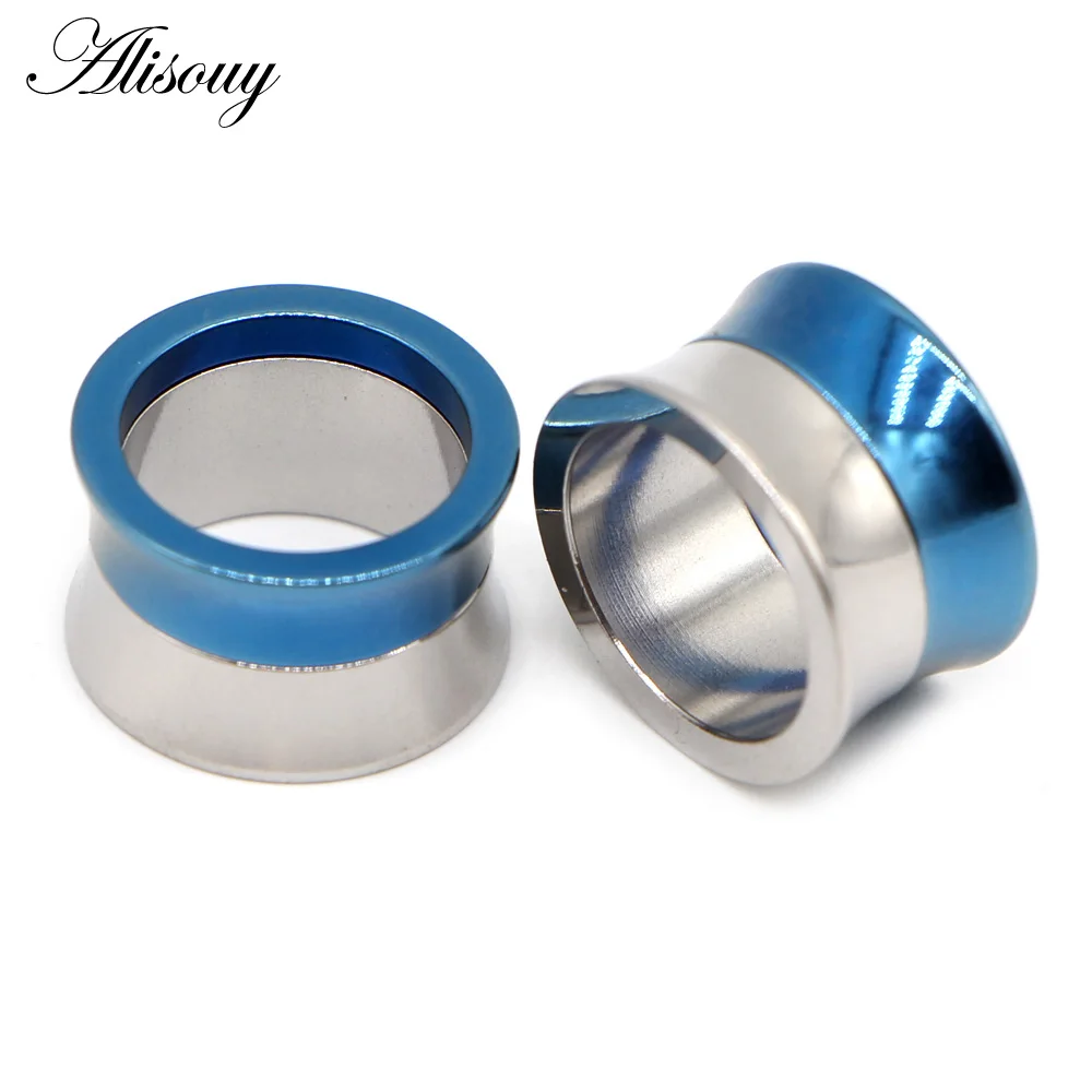 Alisouy 2PCS Punk Ear Plug Stainless Steel Screw Ear Gauges Double Flared Ear Flesh Tunnel Expanders Women Men Piercing Jewelry