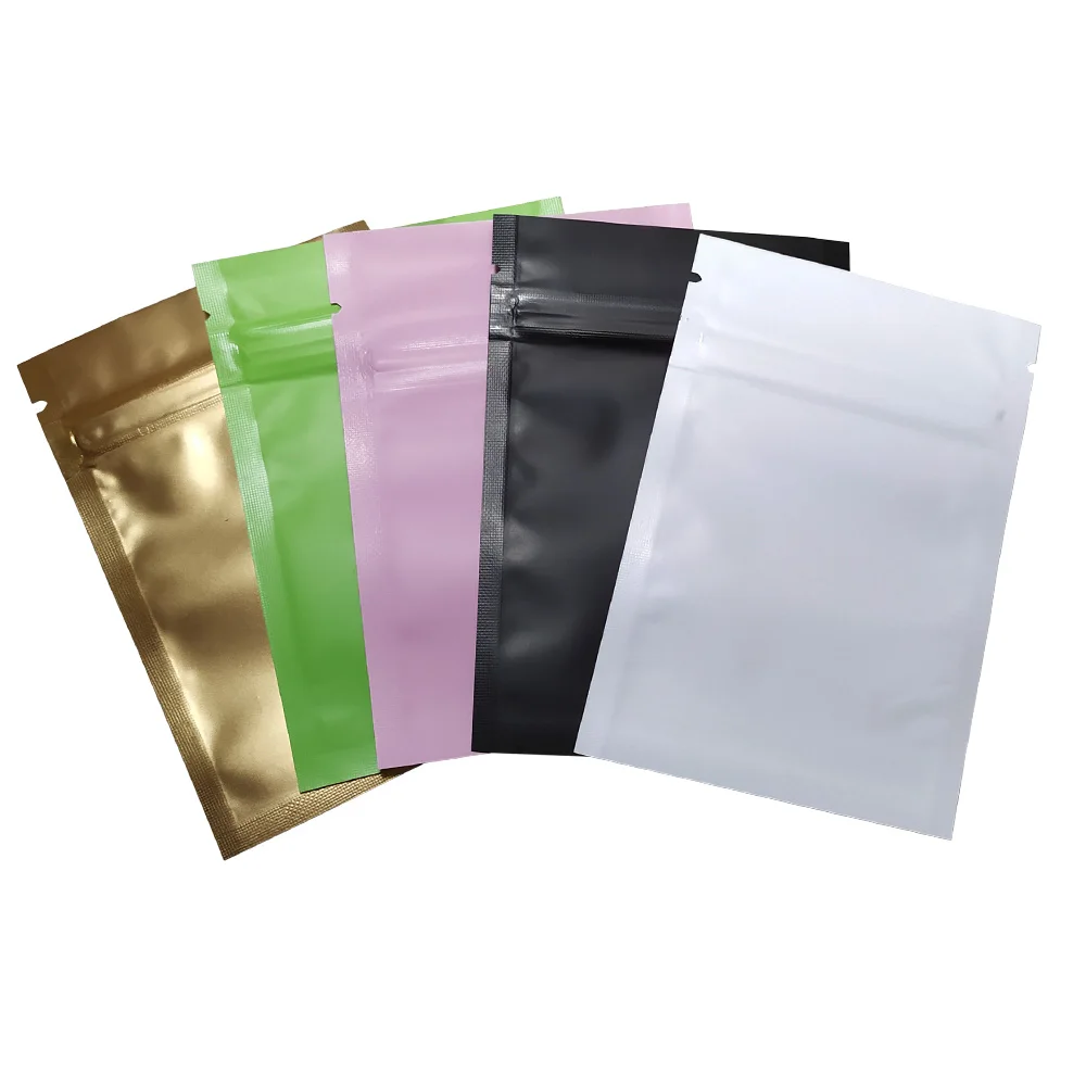 100pcs/lot Matte Pink Aluminum Zip Bag Food Package Mylar Bags Resealable Zip Lock Candy Sugar Powder Storage Zipper Bag