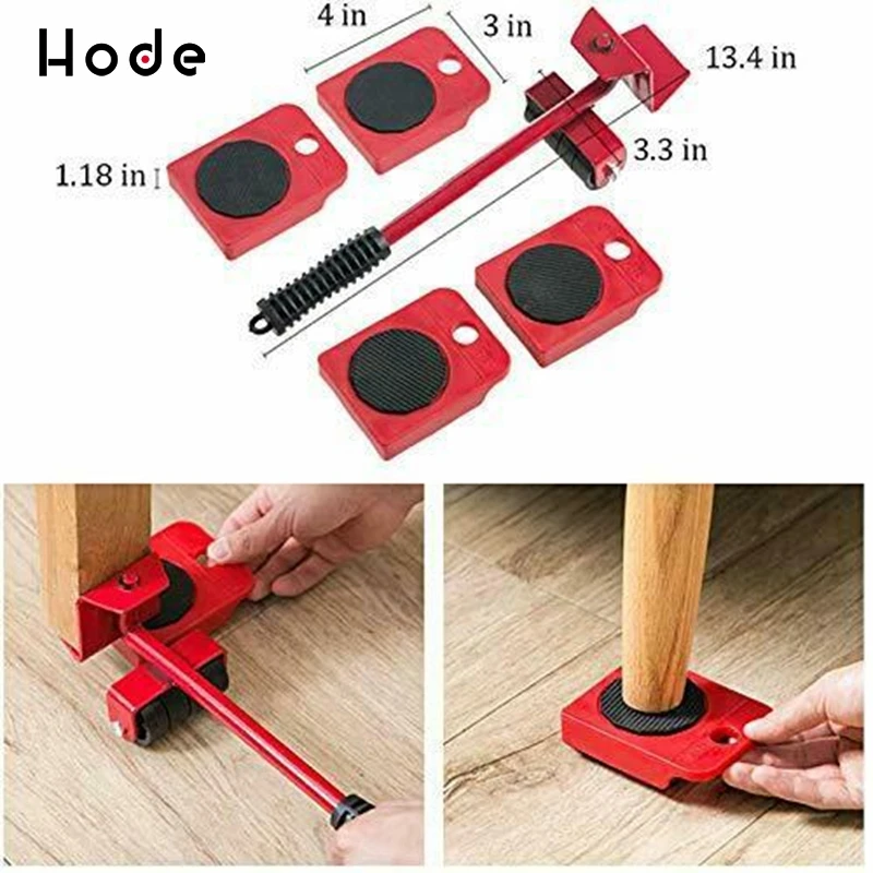 Dropshipping Furniture Mover Set Furniture Mover Tool Transport Lifter Heavy Stuffs Moving Wheel Roller Bar Hand Tools 5 Pcs Set