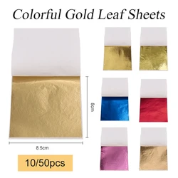 Imitation Gold Leaf Silver Foil, Papel Kraft, Art Craft Design, DIY Craft Decor, Folhas de folhas, Prata, Vermelho, 8x8.5cm, 10 Pcs, 50Pcs