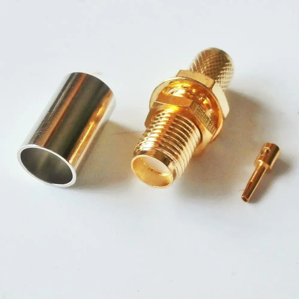 

10X Pcs High-quality RF Connector SMA Female plug Crimp for RG8X RG-8X RG59 LMR240 Cable With O-ring Bulkhead Panel Nut