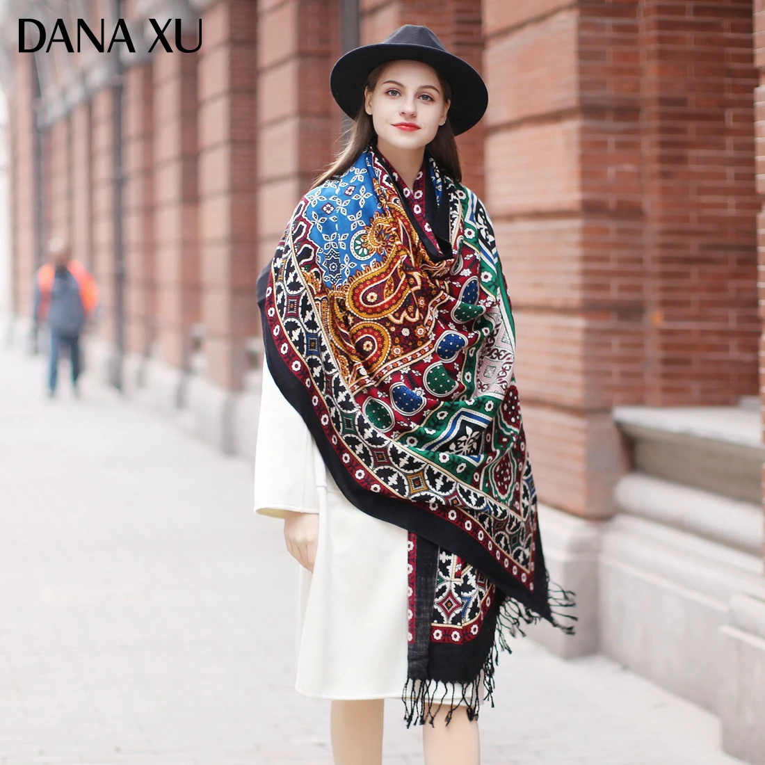 DANA XU Bufanda Mujer Wool Poncho Head Women Lady Warm Shawl Stoles Bandana Scarf Hijab Luxury Brand Pashmina Winter 2021