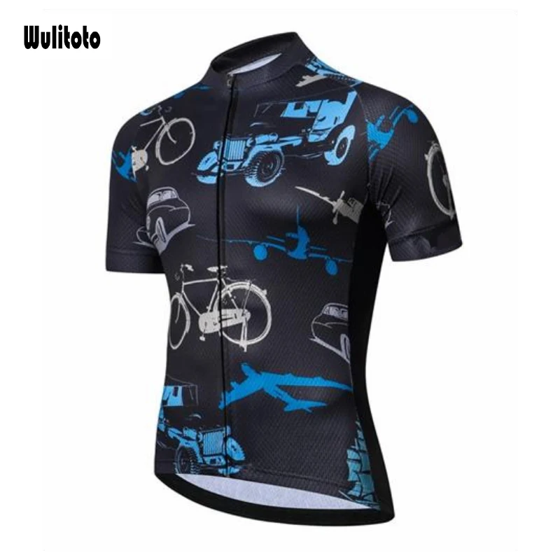 WULITOTO sport  blue Short Sleeve MTB Quick dry Cycling Jersey For Men