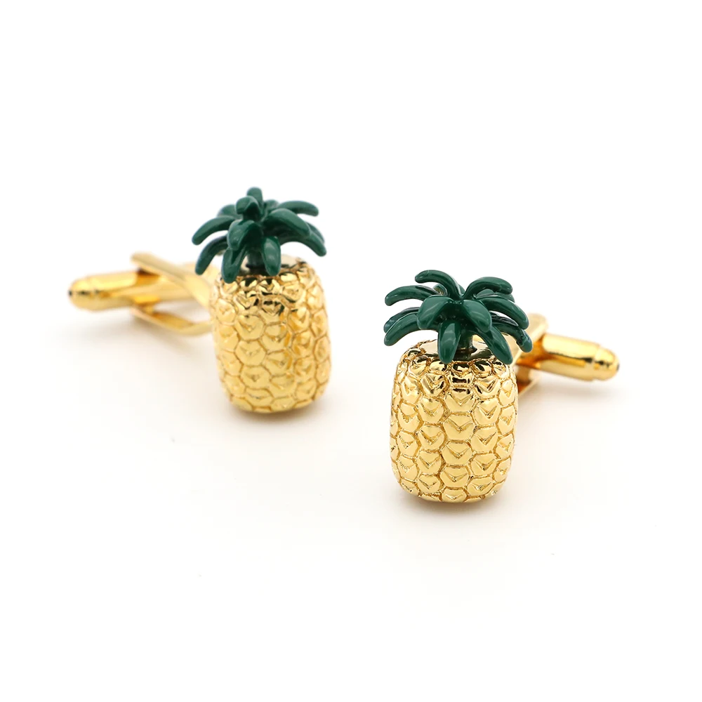 Men's Pineapple Cufflinks Quality Brass Material Golden Color Fruit Cuff Links Wholesale & Retail