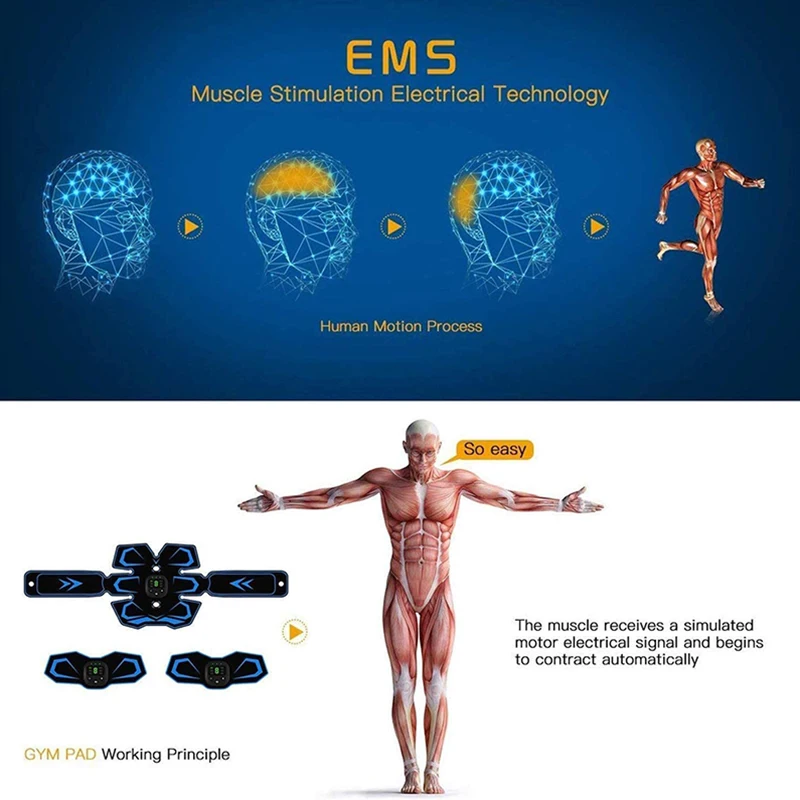 EMS Abdominal Muscle Stimulator Body Massage Slimming Abdominal Trainer Massager Muscle Toner Weight Loss Rechargeable Dropship