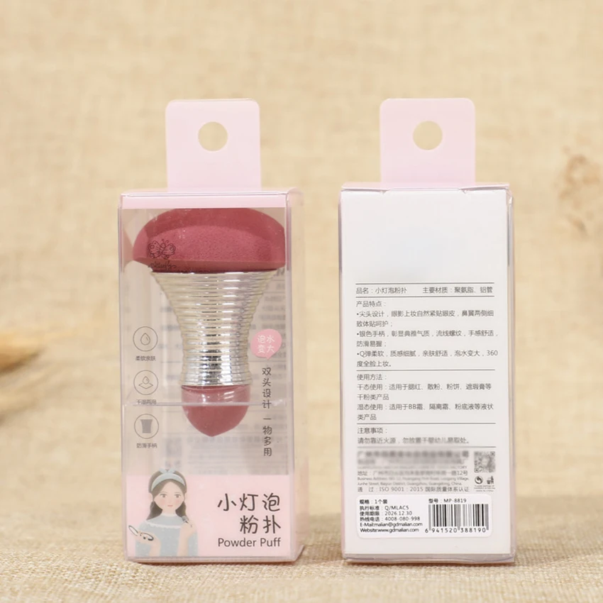 1pc criativo lâmpada forma pó puff dupla cabeça anti-deslizamento maquiagem esponja sopro bb creme cosméticos pó sopro beleza ferramentas