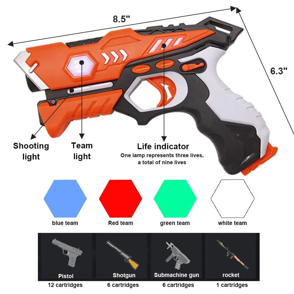 New infrared laser tag toy gun versus gunshot light indoor and outdoor game gift set Children gift Kids Multiplayer-4guns