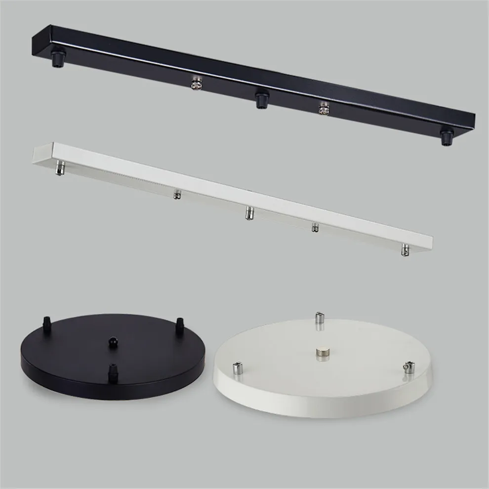 Golden Ceiling Disc Long Strip Round 3 Holes Heads Hanging Lamp Ceiling Plate Suspension Luminaire Accessories Black Metal Tray