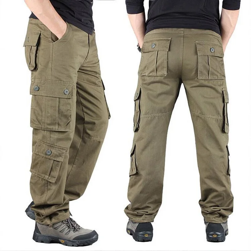 

Men's Cargo Pants 8 Pockets Men's Casual Trousers Loose Straight Multi-Pocket Pants Wear-Resistant Pants