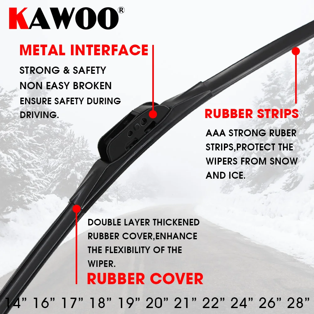 Winter Snow Car Wiper Blade U Hook Natural Rubber Windshield Windscreen Wiper 14\