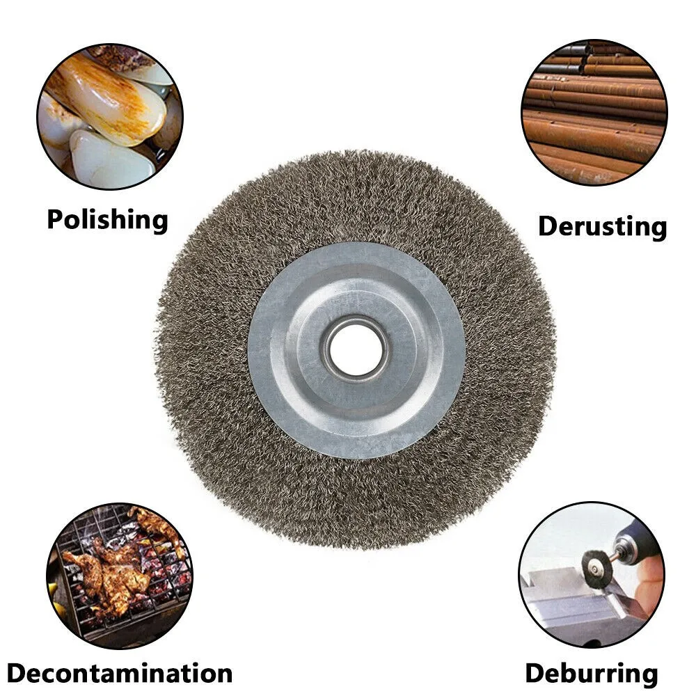 

5inch Crimped Stainless Steel Wire Wheel Brush Bench. Grinder Abrasive 16mm Hole For Deburring Removal Cleaning/polishing Tool