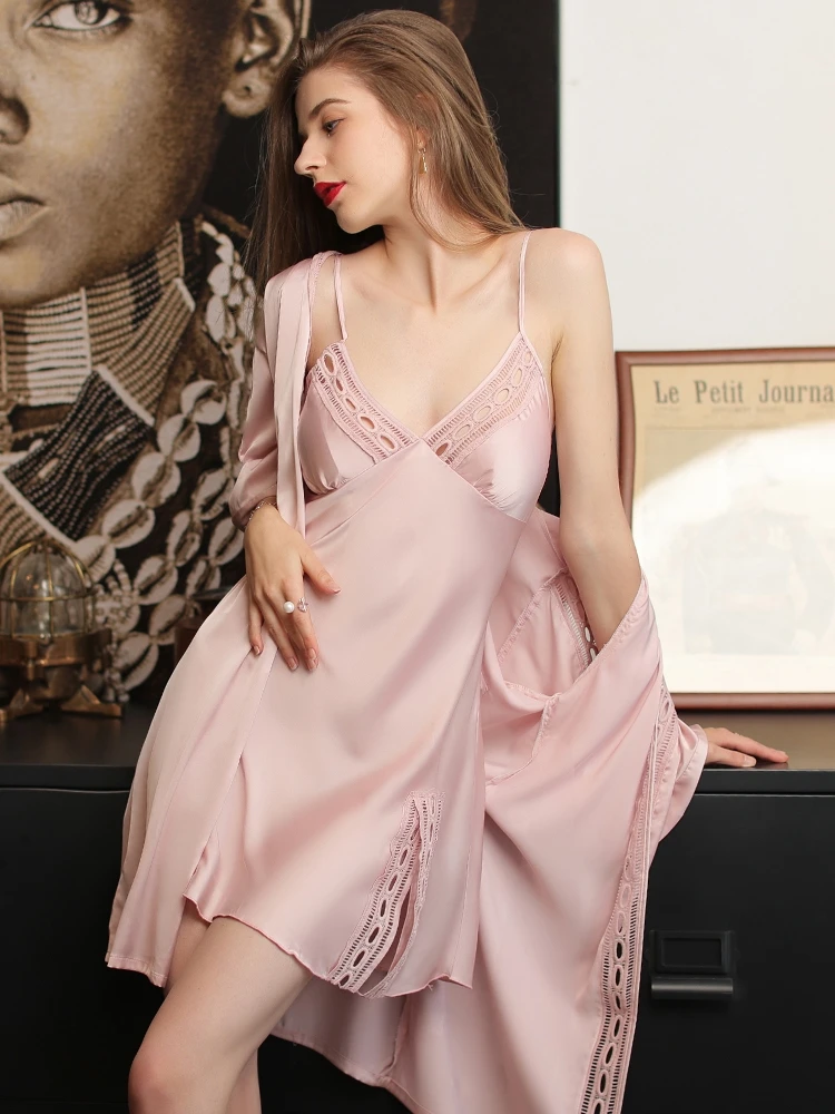 Silk Robe Sets Nightdress Robes Women пижама женская Sexy Pajamas Nightgown Home Wear Bathrobe Female халат ночнушка женская