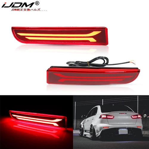 Imagen 1 del producto Luces reflectoras de parachoques LED ópticas iJDM 3D para Mitsubishi Lancer Evo X Outlander, luces antiniebla traseras/freno y luz de señal de giro