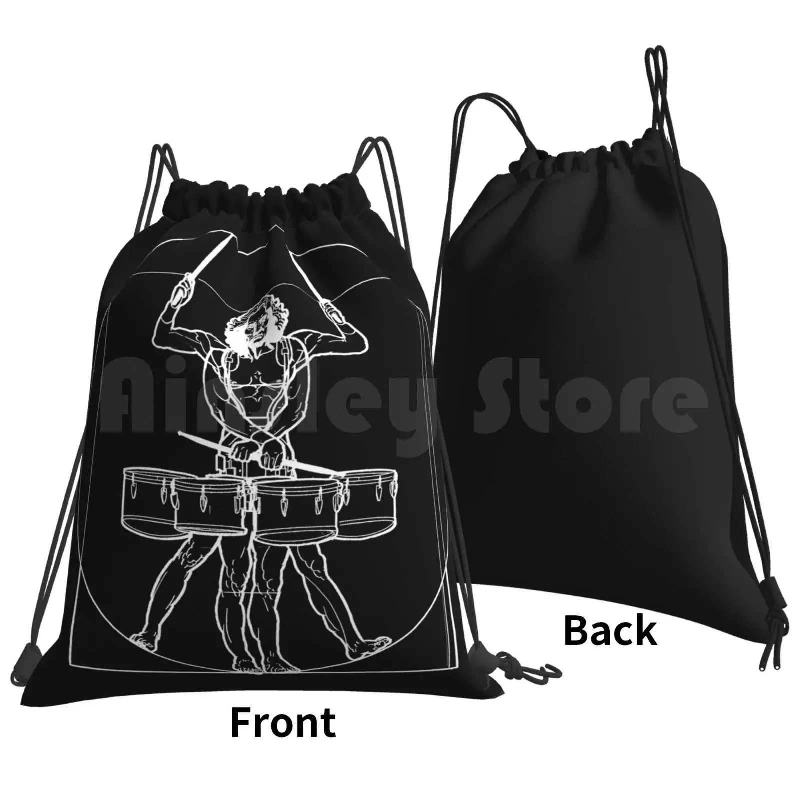 Vitruvian Tenor Drummer Backpack Drawstring Bags Gym Bag Waterproof Vitruvian Tenor Drummer Vitruvian Man Vitruvian Tenor