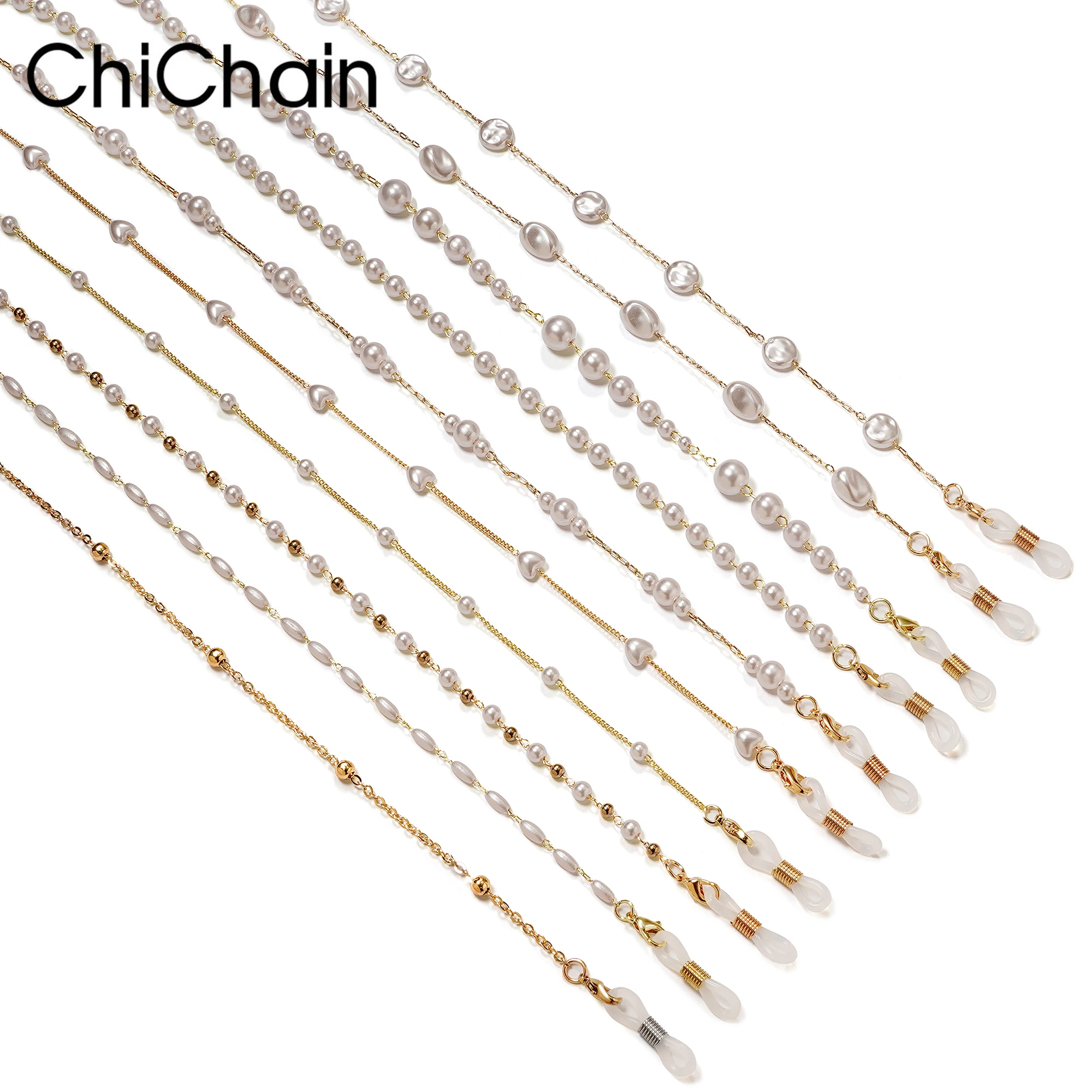 Perlenperlen BrillenketteAnti-Verlust Nachahmung Damen Sonnenbrille Lanyard Neckholder Brillenkette Maske Hängekette Brillen A