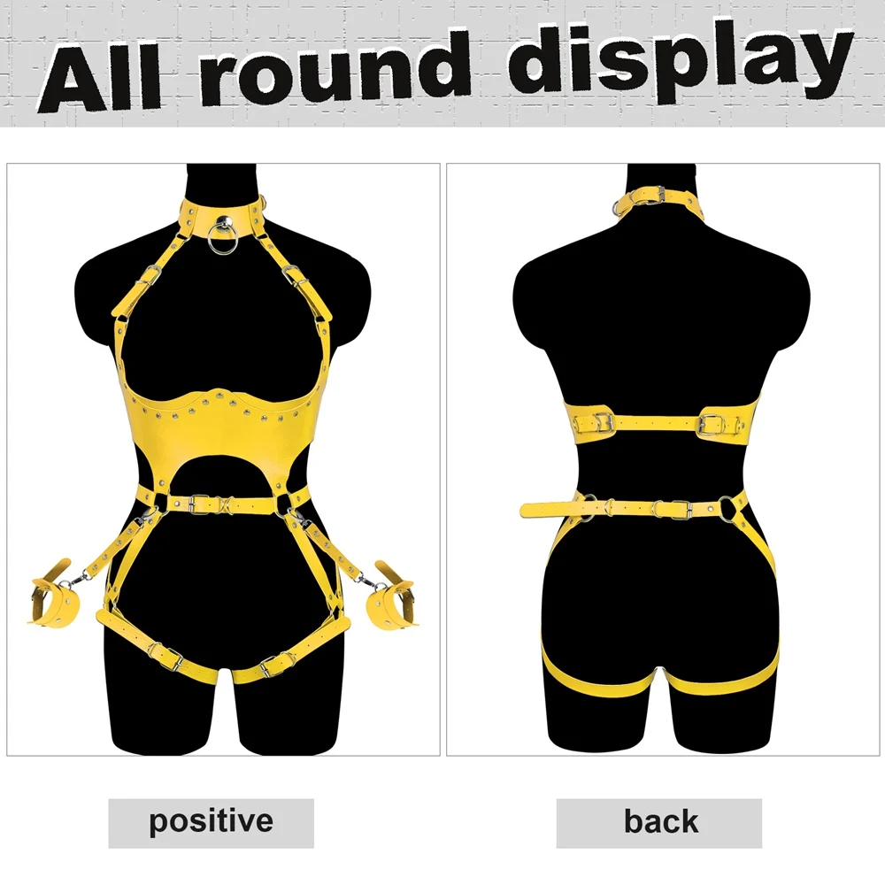 Leather Harness Set Sexy Body Bondage Erotic BDSM Lingerie Harajuku Straps Thigh Garters Belt Harness Erotic Stocking Belt Leg