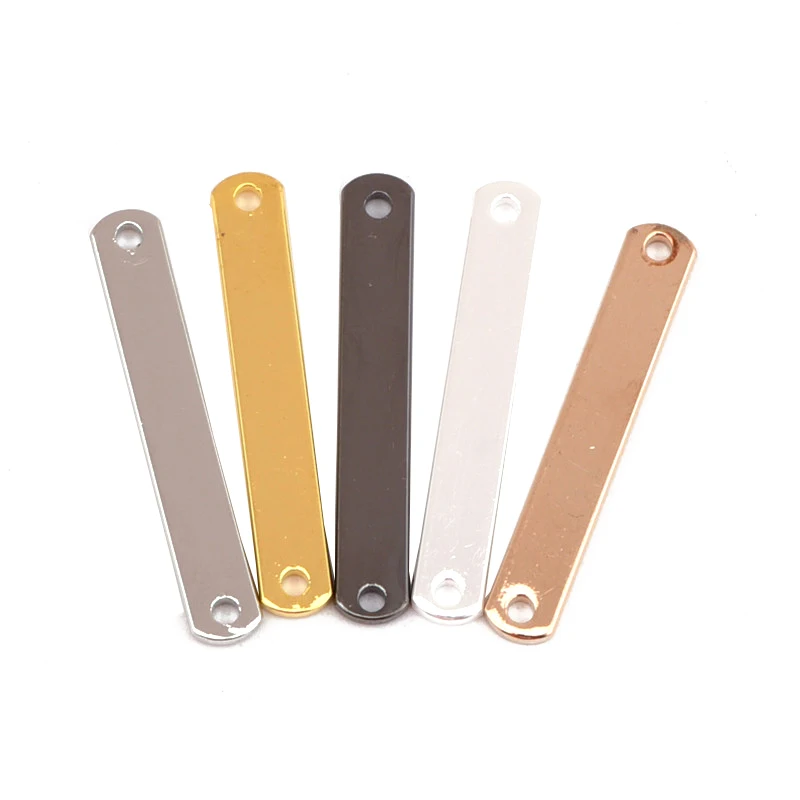 20 pieces 4 * 25mm 5-color copper smooth double-hole rounded rectangular copper piece necklace pendant jewelry accessories