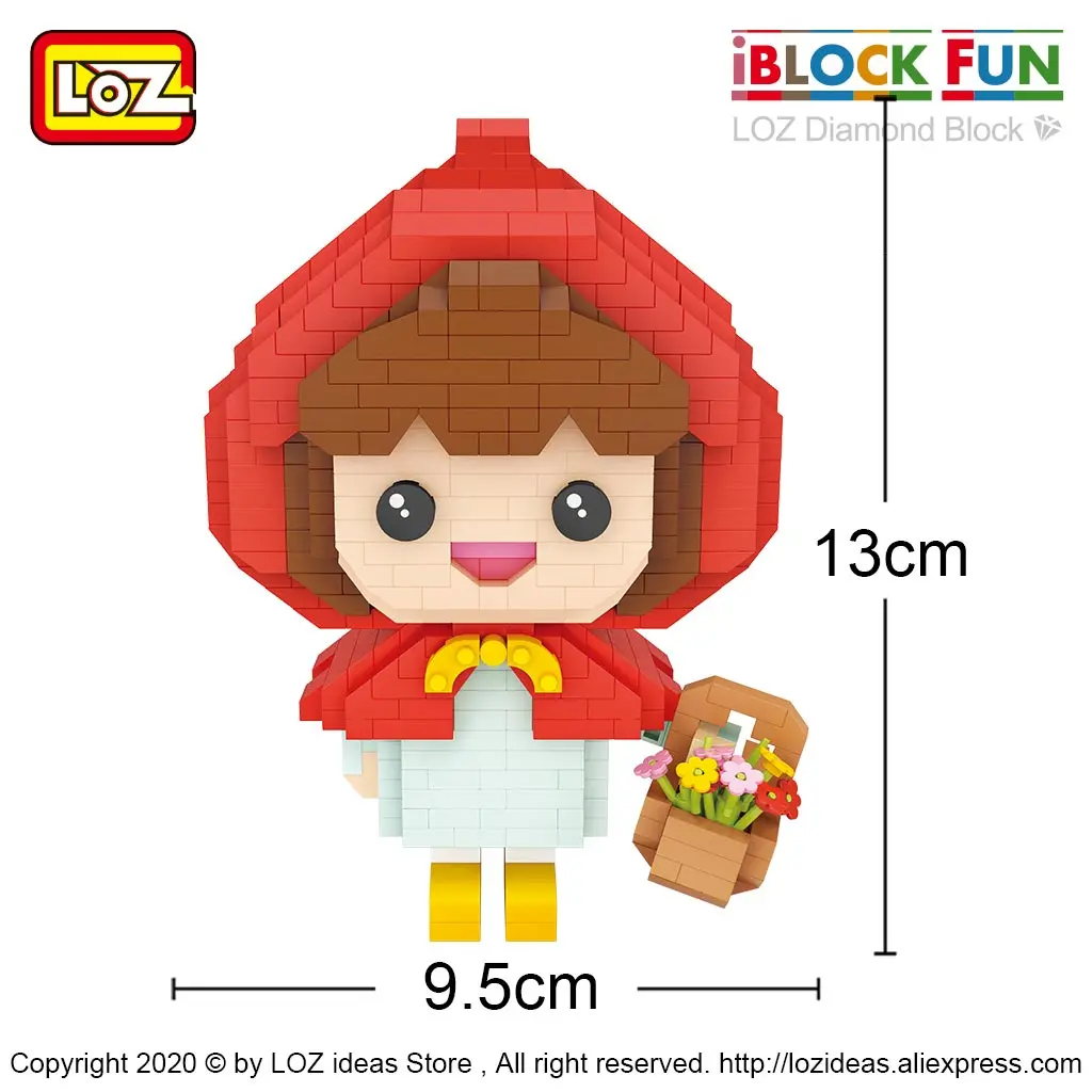 LOZ Diamond Blocks Small Particle Building Blocks Little Red Riding Hood Hedgehog Fishing Bear Assembled Toy Girl Gift DIY