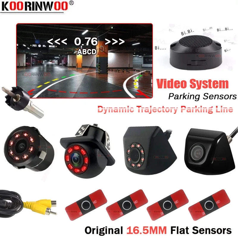 Koorinwoo Electromagnetic Intelligent System For Cars Parktronic Parking sensors 4 Probes Night Vision Cameras Rear Car Detector